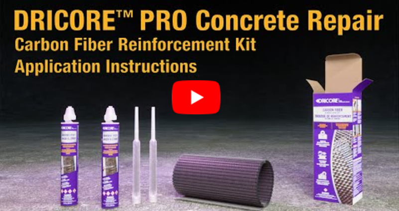 DRICORE PRO Concrete Repair Carbon Fiber Reinforcement Kit Application Instructions (Single-Tube)